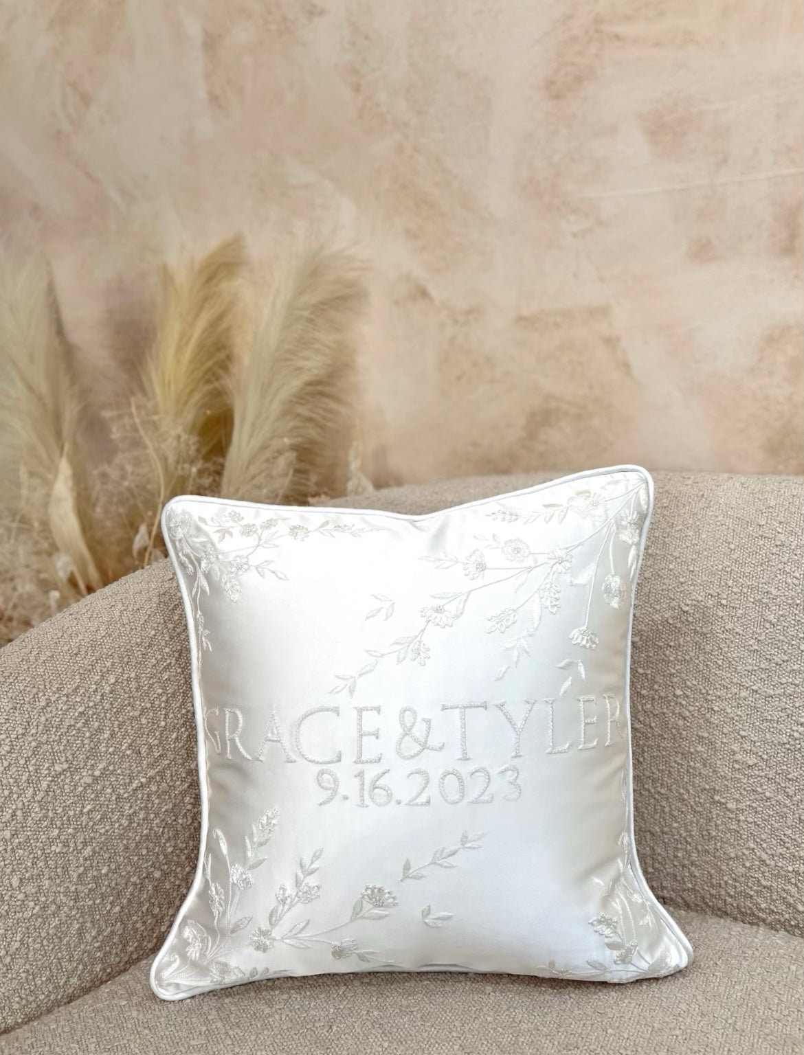 Hand-Embroidered Silk Pillow