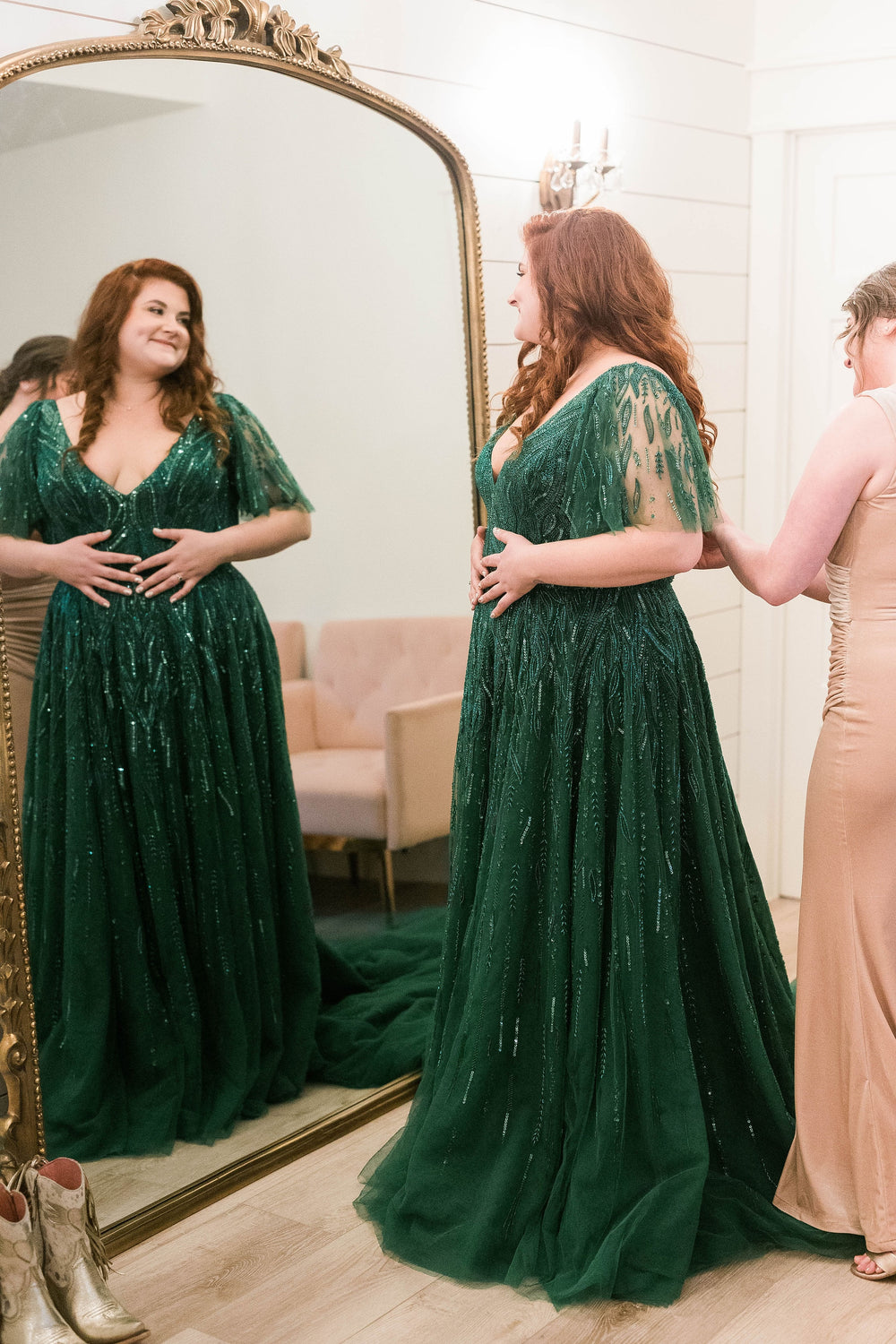 Rena in Emerald Beau Gown