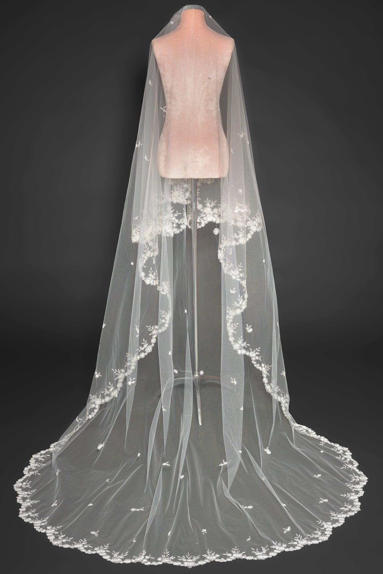 BV12303 | Cathedral Embroidered Wedding Veil | Enaura