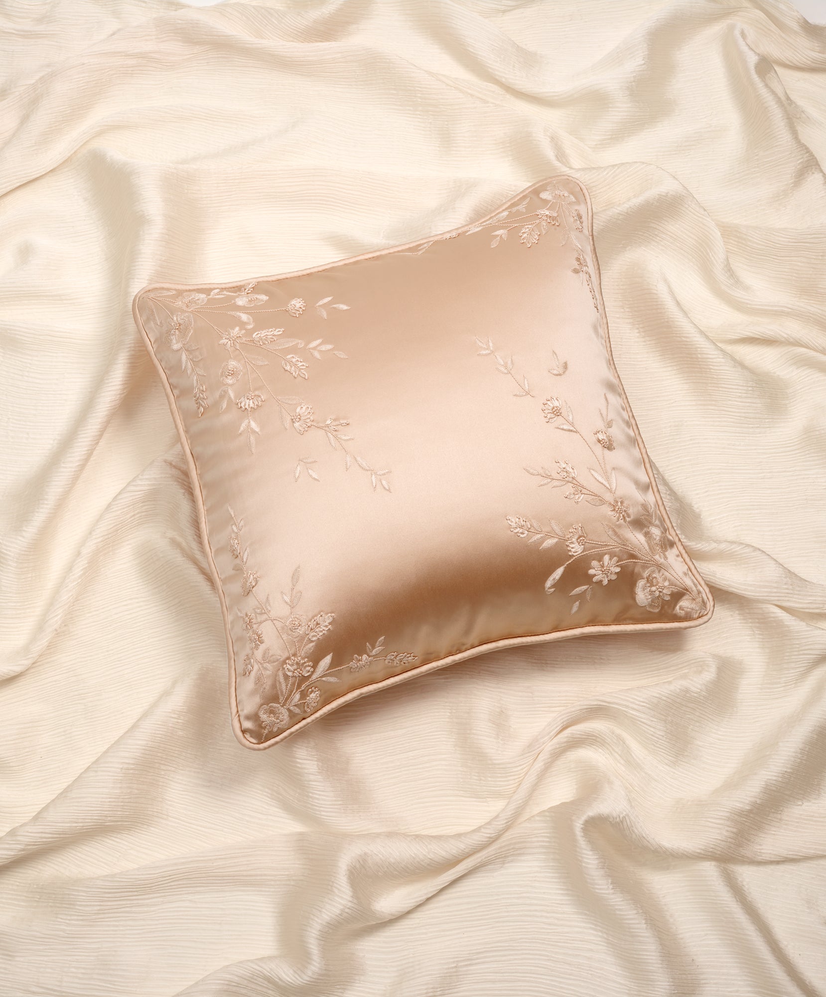 Hand-Embroidered Silk Pillow