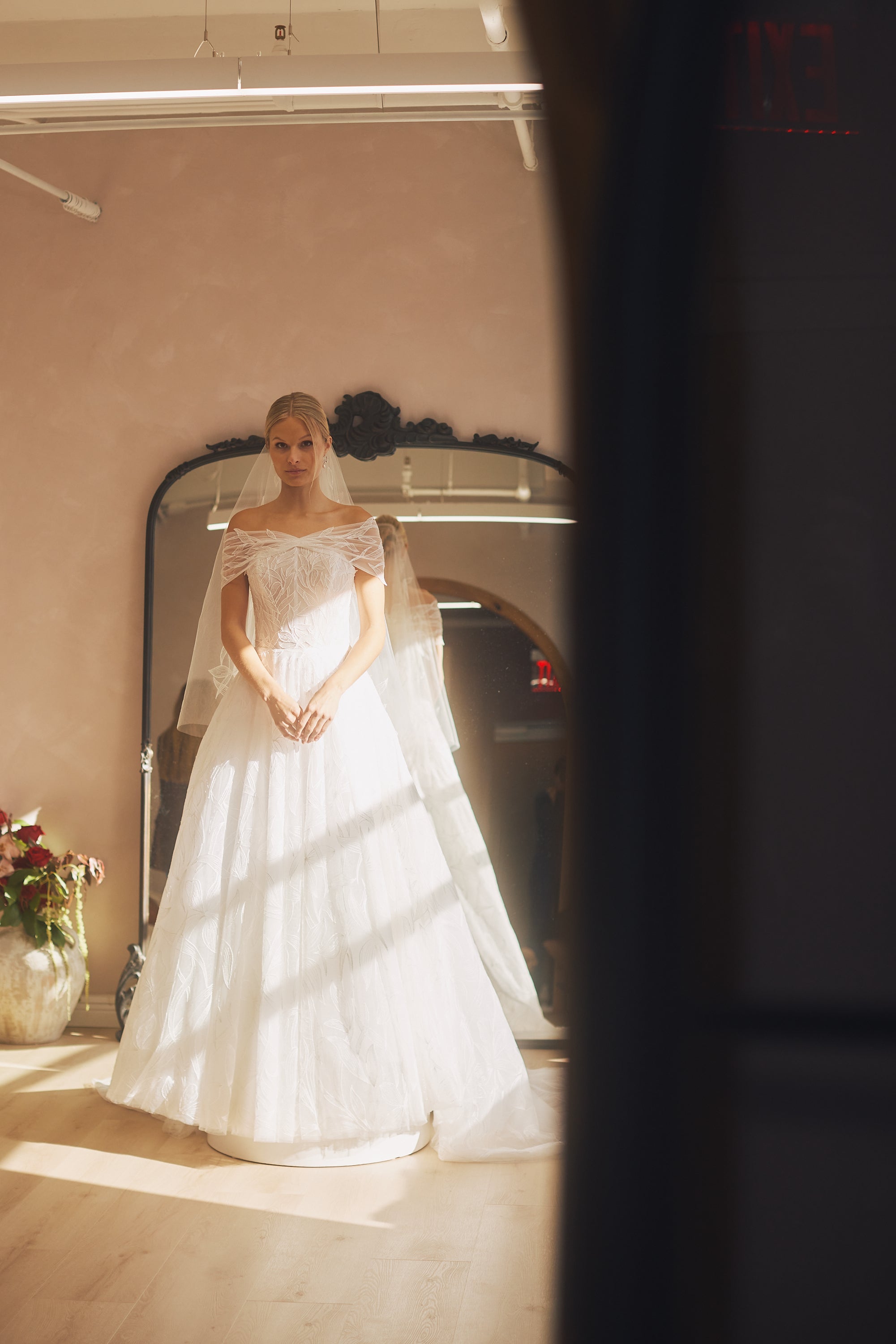 wrap wedding dress BL7550 | Embroidered Bridal Wrap
