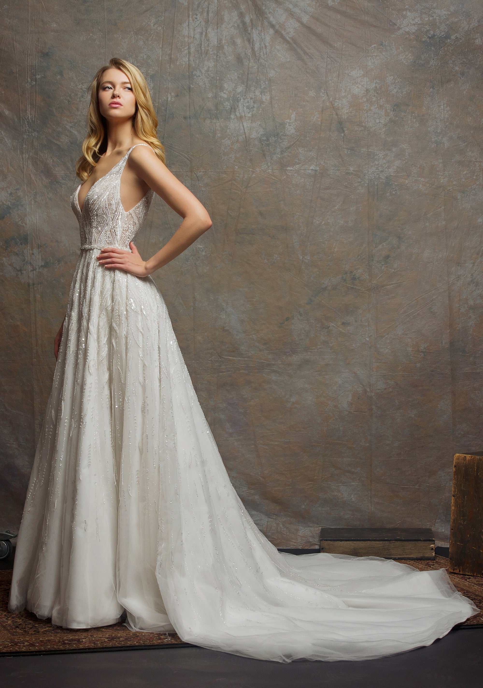 ES764 - Beau (wholesale) beaded wedding dress Enaura bridal