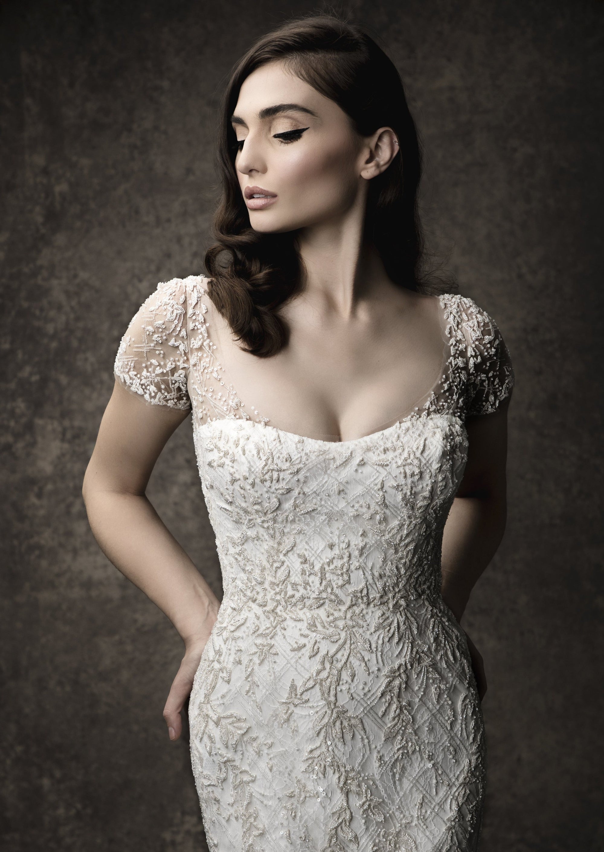 ES858 - Rose (wholesale) beaded wedding dress Enaura bridal